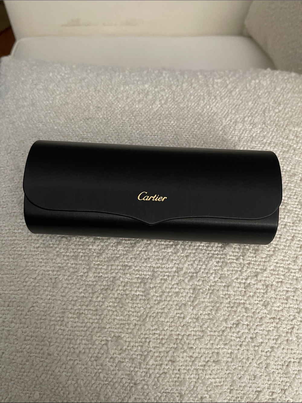 Cartier Black Eyeglass Case with Gold Script Logo